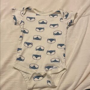 Gerber Blue and White Fox Print Bodysuit